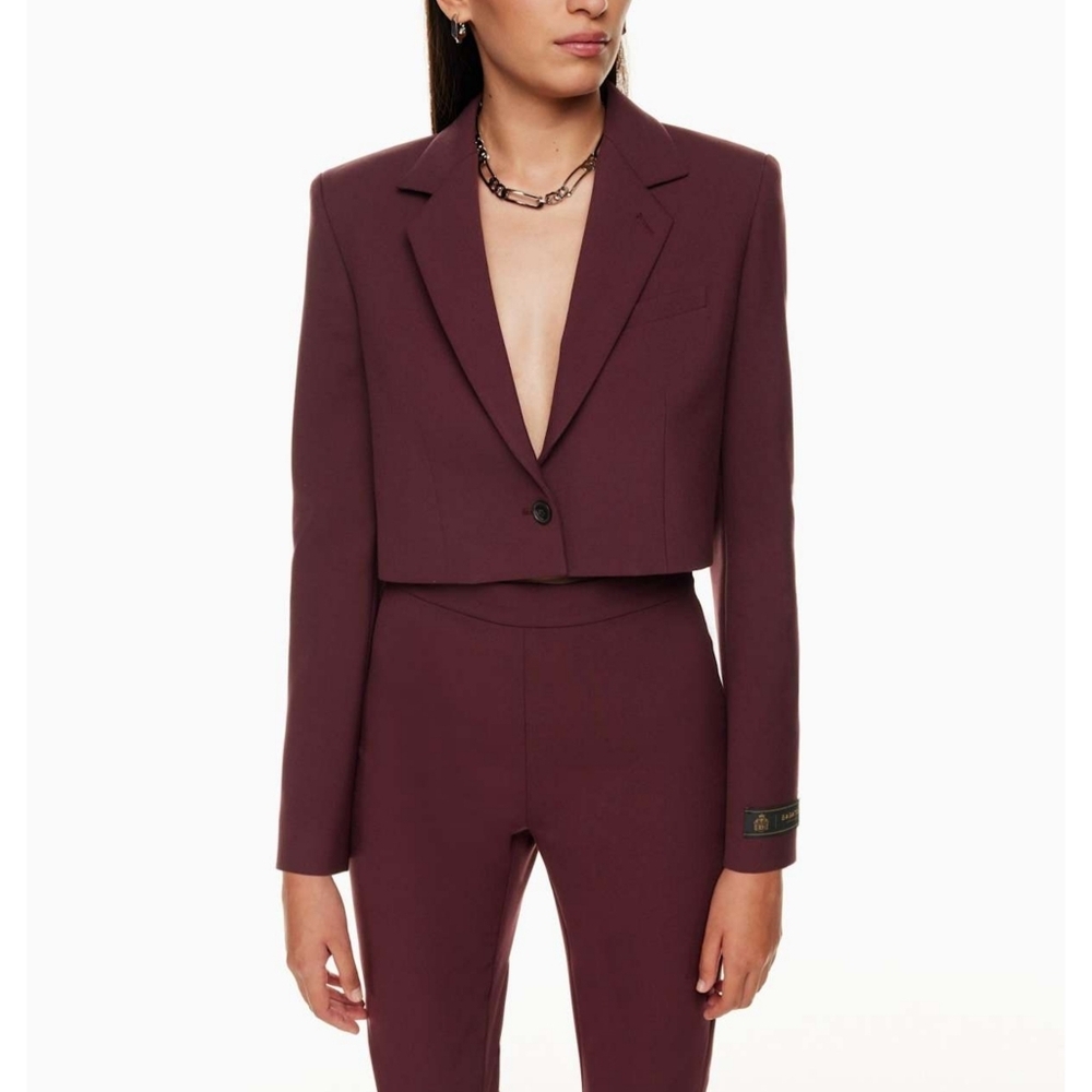 BABATON Arbus Blazer Crop Maroon Red Aritzia